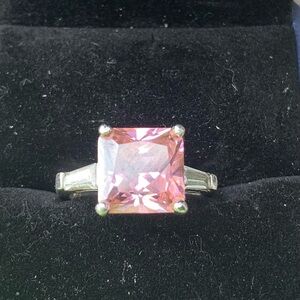 2 Carat Pink and White Cubic Zirconia Engagement ring Size 7